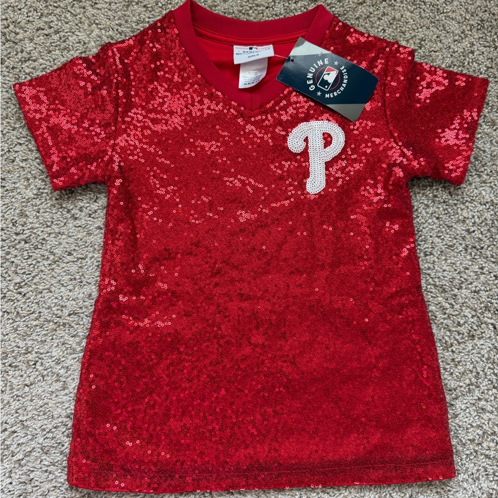 MLB Genuine Merchandise Kids Red Sequin Philadelphia Phillies Jersey